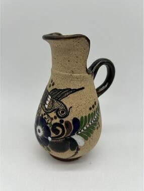 Tonala Mexican Folk Art Pottery Creamer Pitcher BIRD Textured Mexico Vintage EX